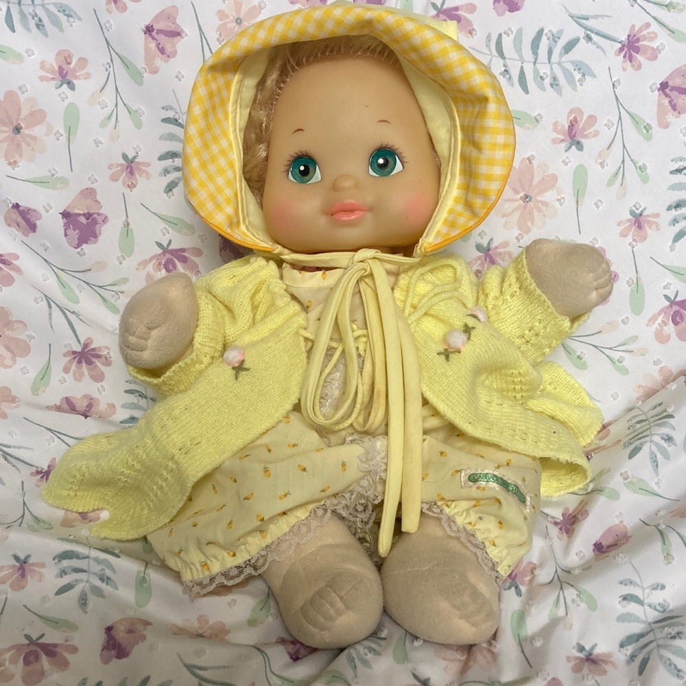 Vintage Mattel My Child Loving Baby Doll 1986 Blonde Green Vinyl Face Soft Body